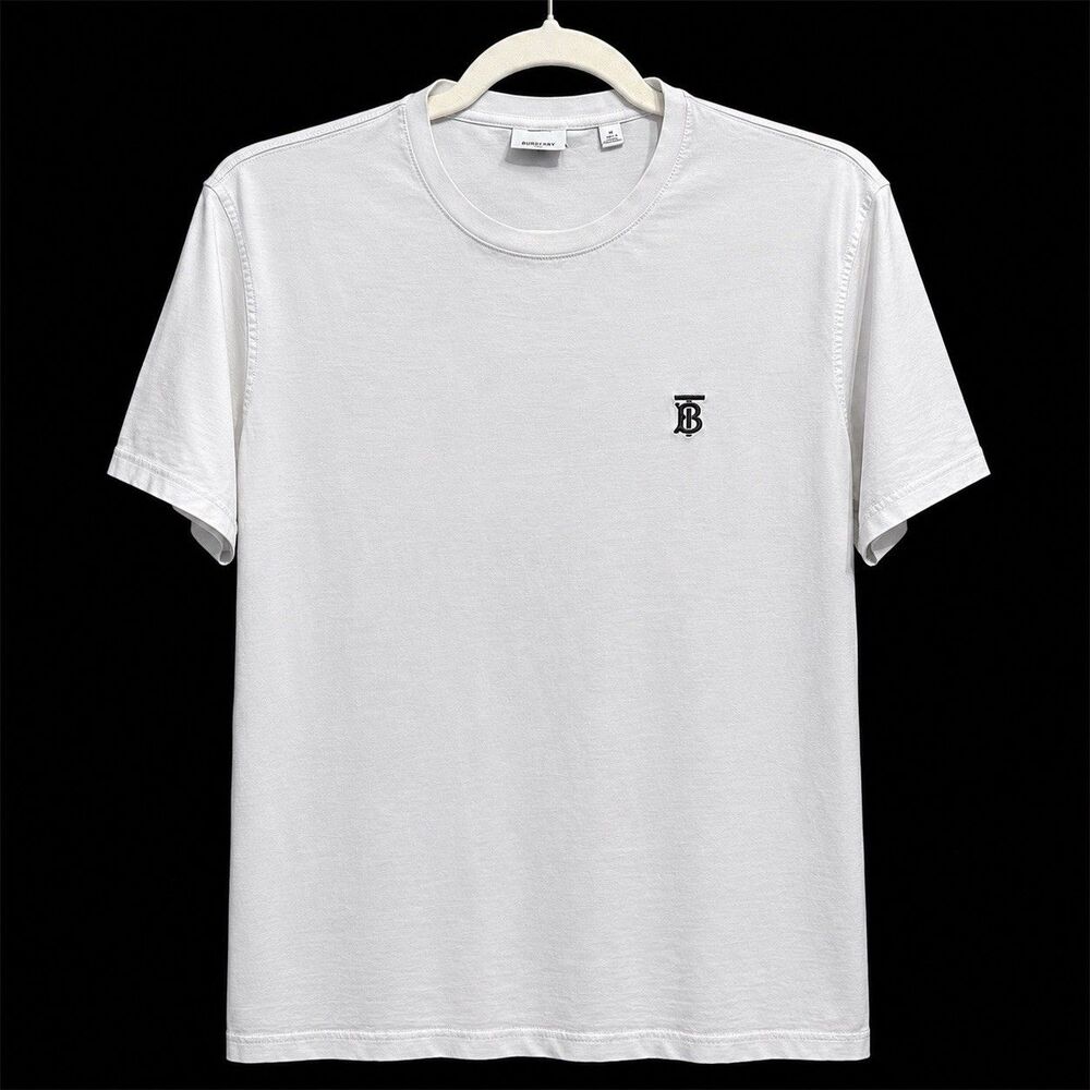 Burberry London England White Parker TB Crew Neck Short Sleeve T-Shirt Men Sz M